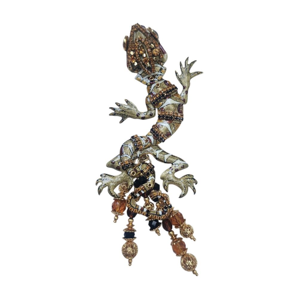 Vintage Lunch at The Ritz Leapin Leopard Lizard Gecko Brooch Pin Dangle